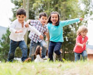 children running outside