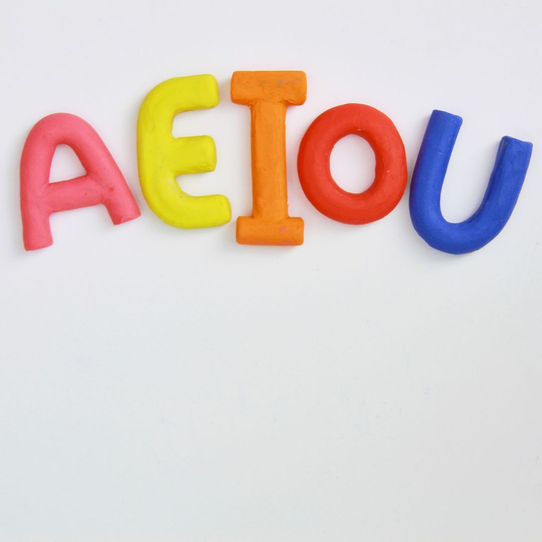 Vowels in bright colors