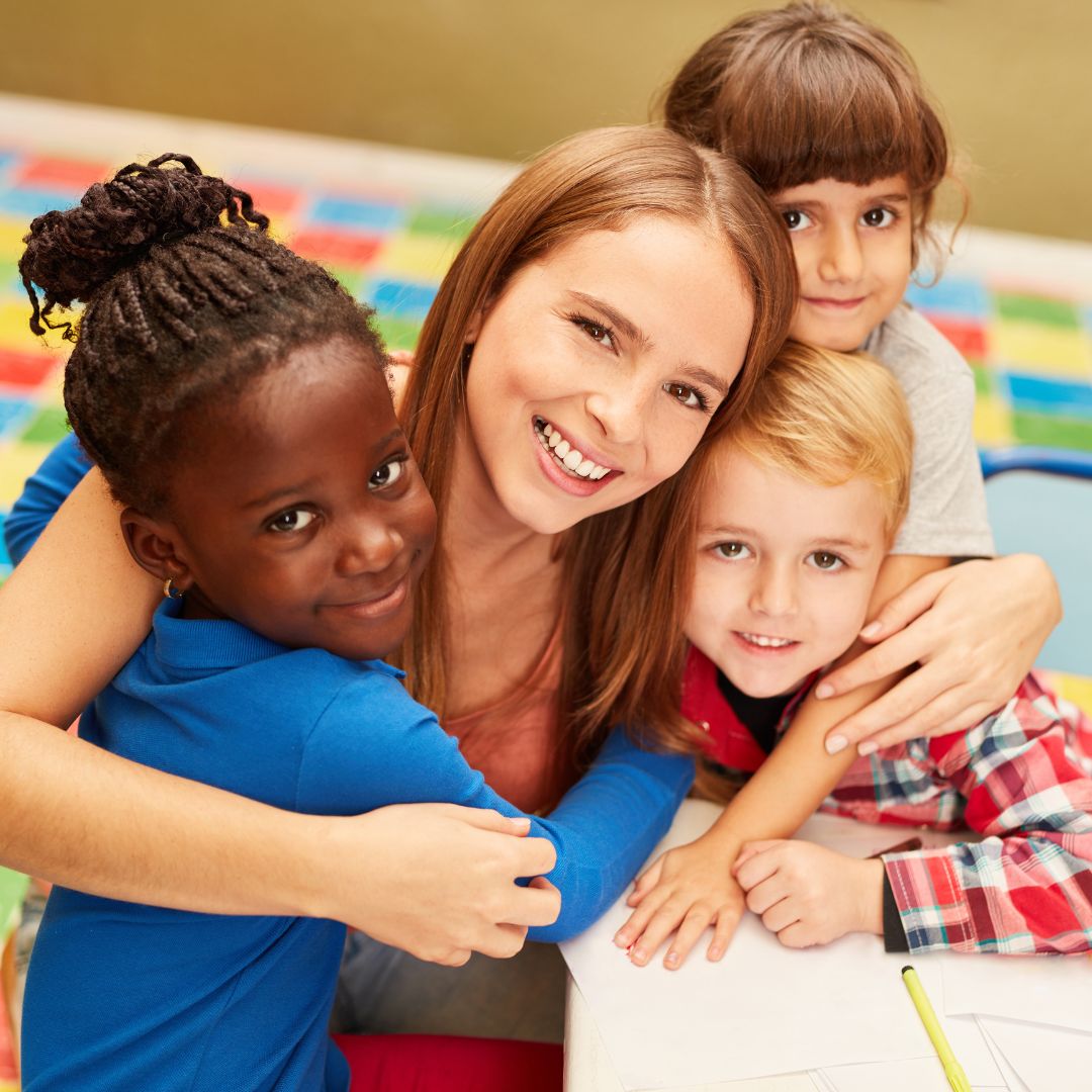 kids and teacher