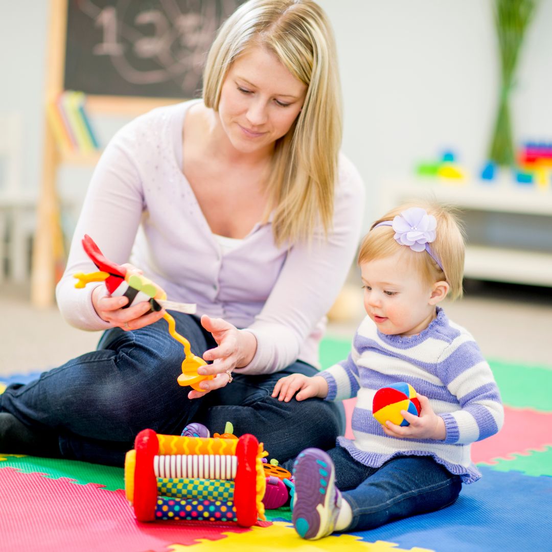 woman and child at daycare