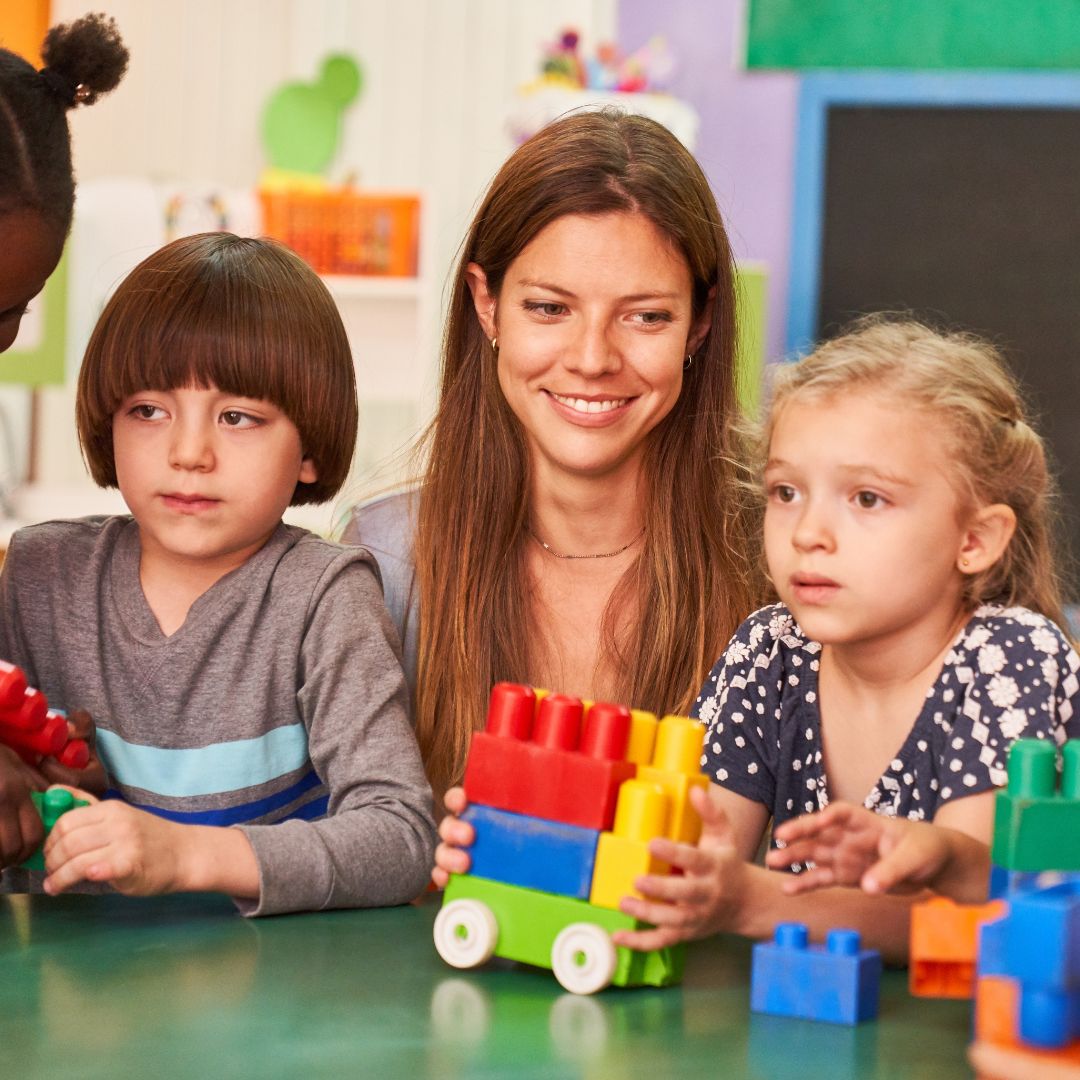 woman and children at daycare