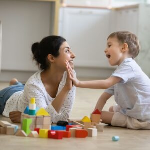 child playing with blocks