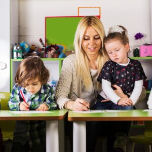 kids learning with teacher