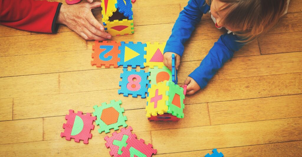 child playing with toys
