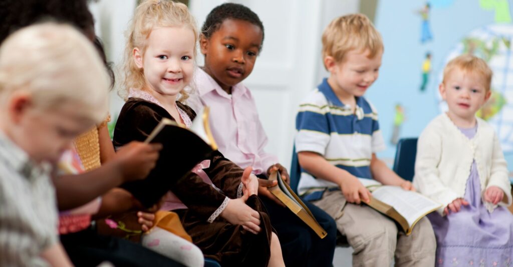 happy preschool children