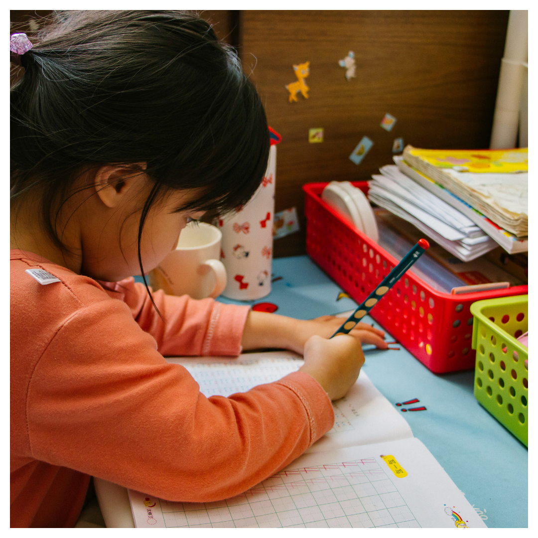 Little girl learning