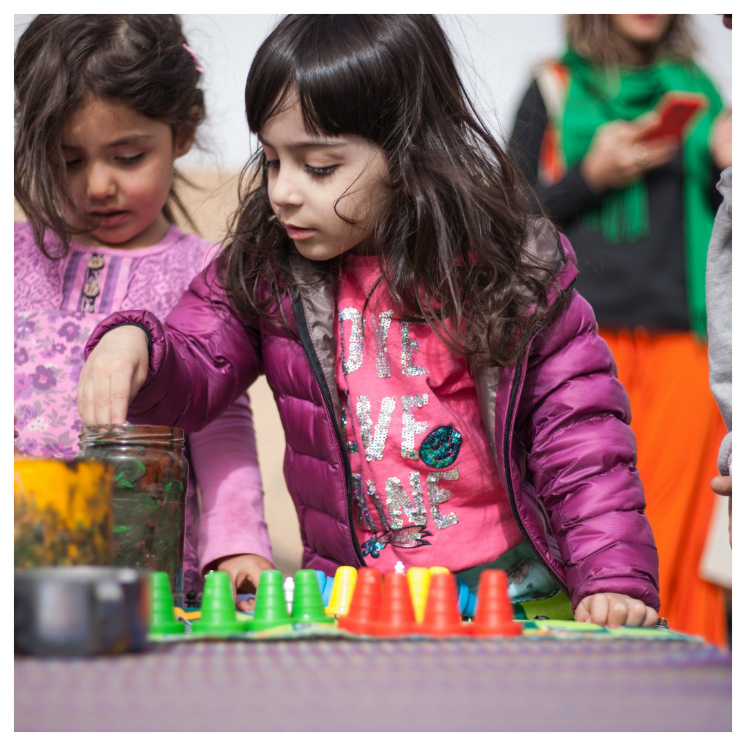 Kids learning with materials