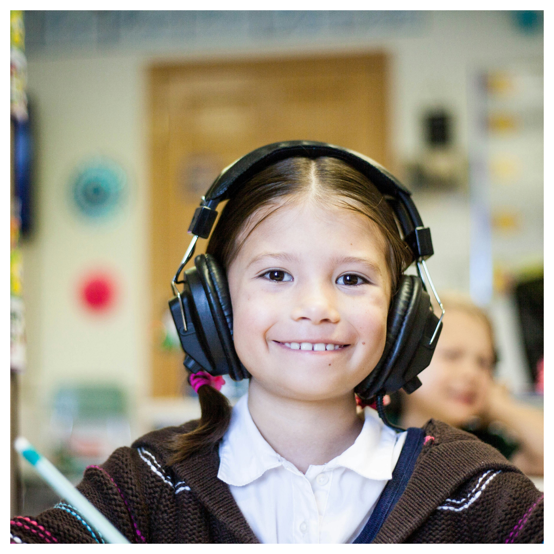 Little girl with headset