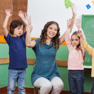 Teacher playing with students