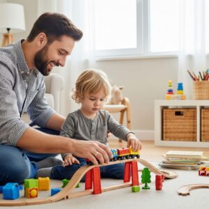 dad playing with his child at home